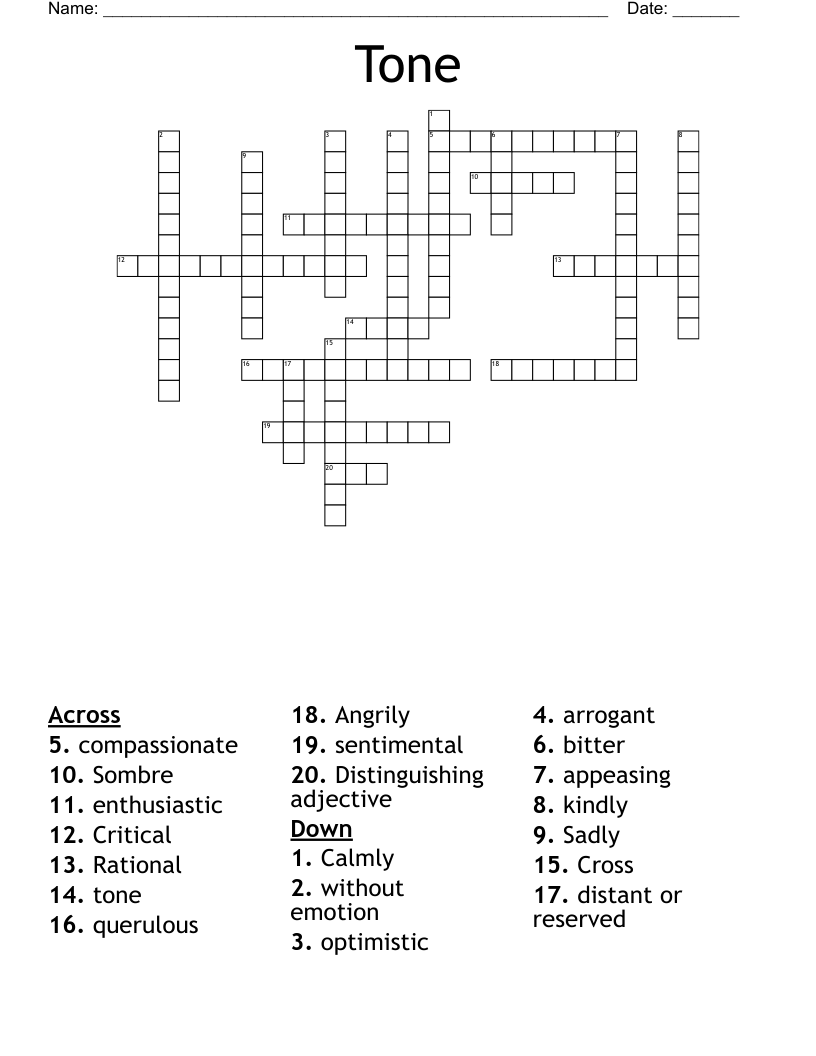 Tone Crossword WordMint Tone Crossword WordMint