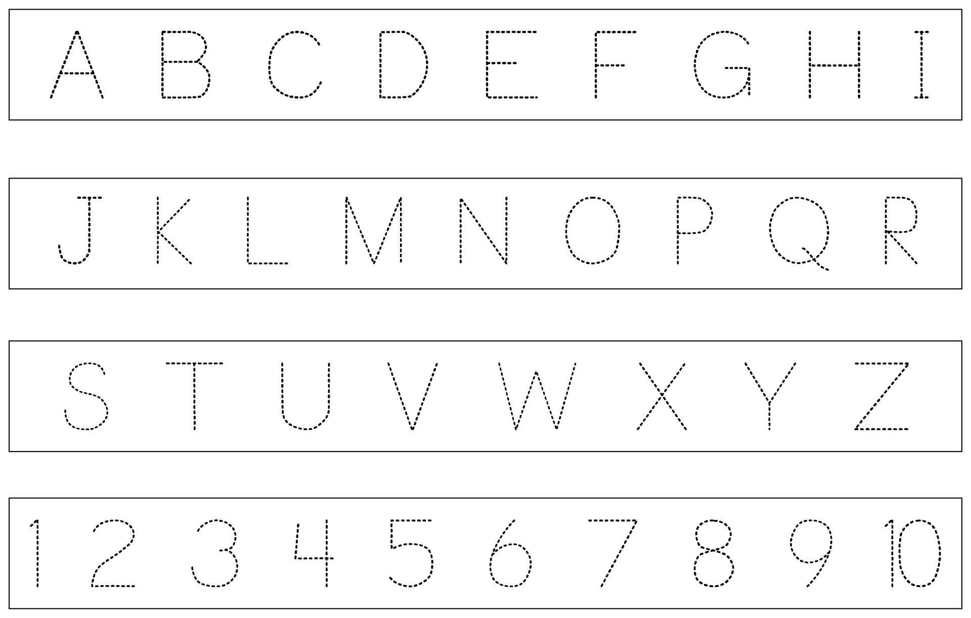 tracing letters and numbers