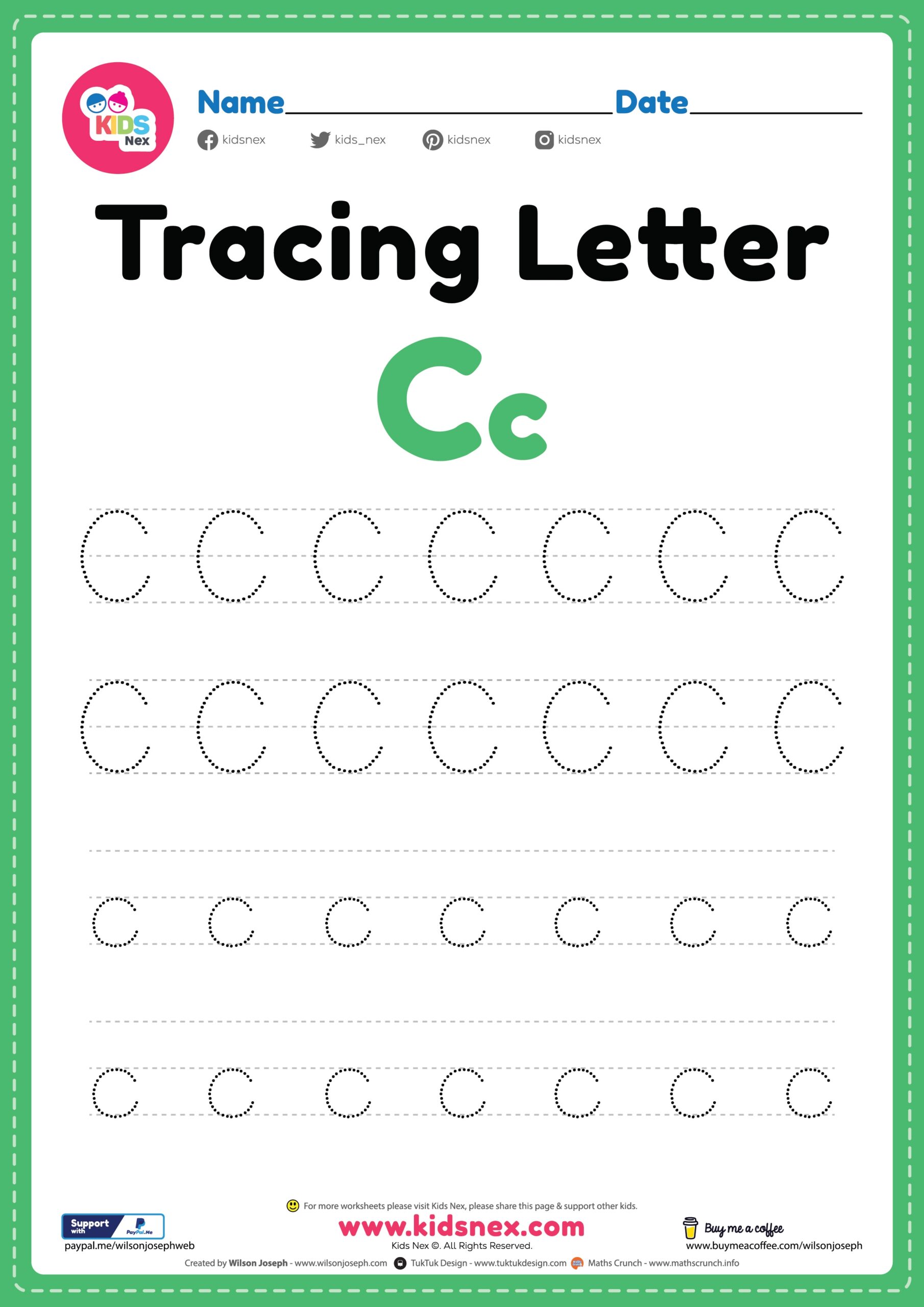 tracing letter c