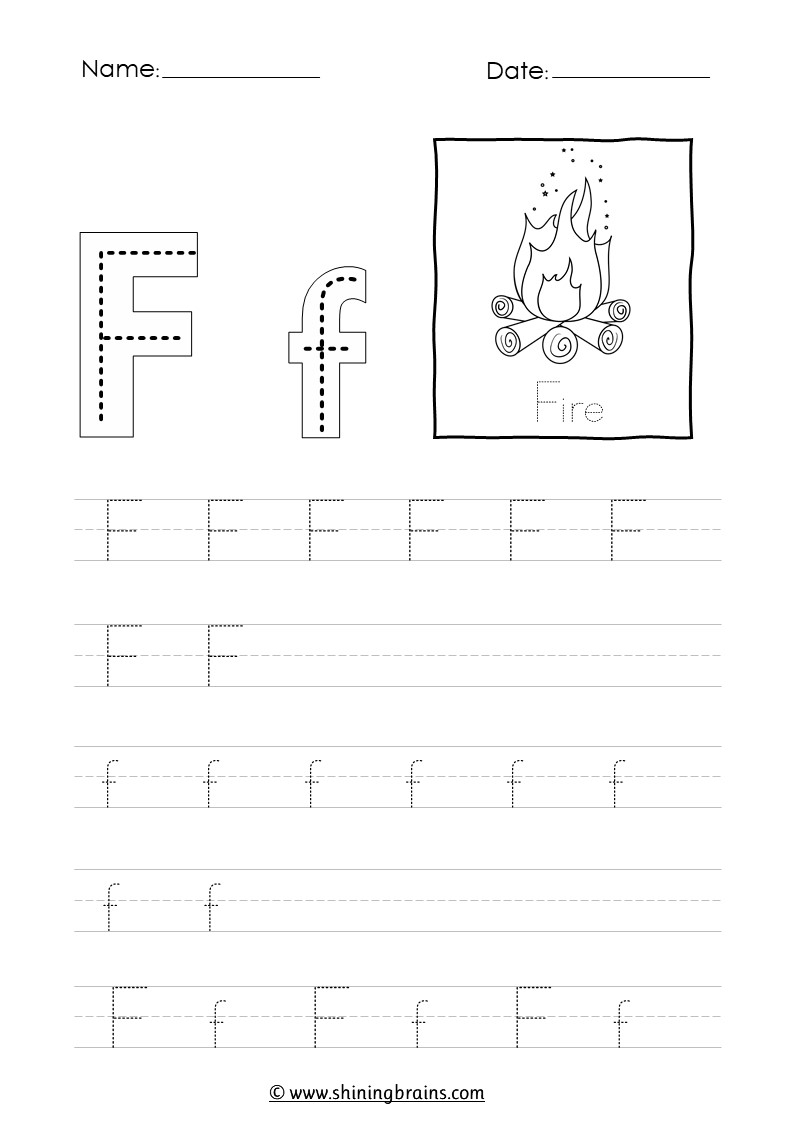 letter f tracing sheet