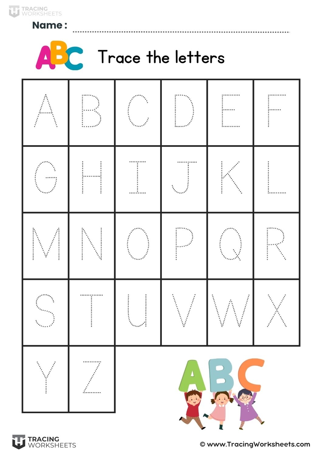 Tracing Letters A Z Free Printable 12 Letter Tracing Worksheets