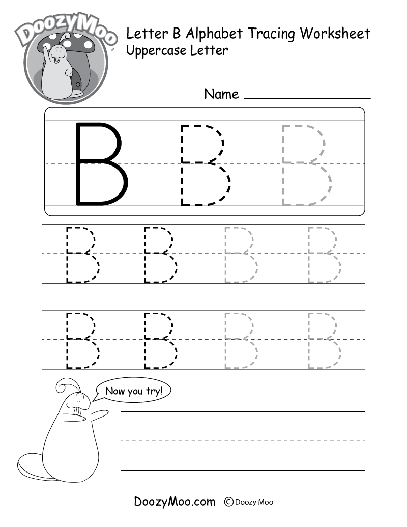 Uppercase Letter B Tracing Worksheet Doozy Moo Uppercase Letter B Tracing Worksheet Doozy Moo