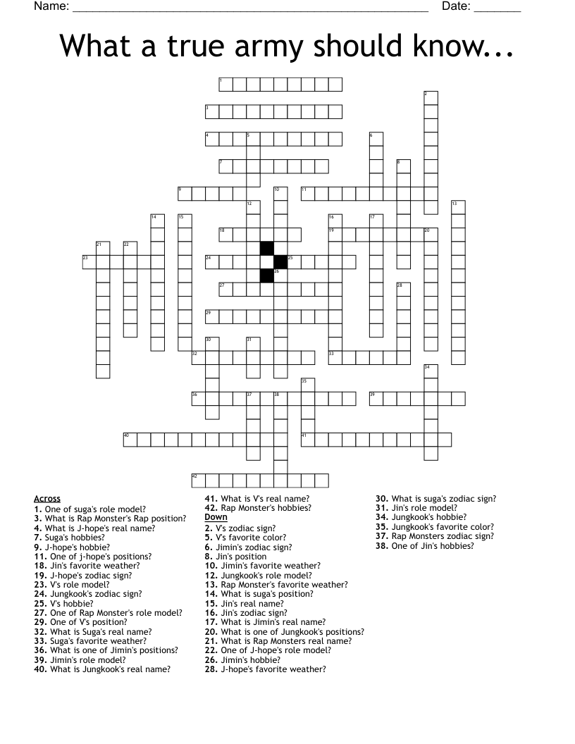 What A True Army Should Know Crossword WordMint What A True Army Should Know Crossword WordMint
