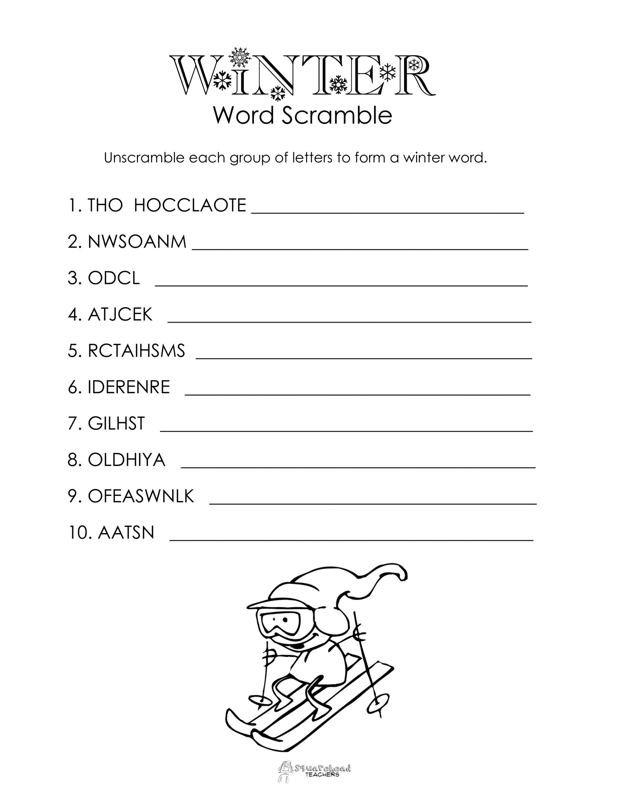 winter word scramble