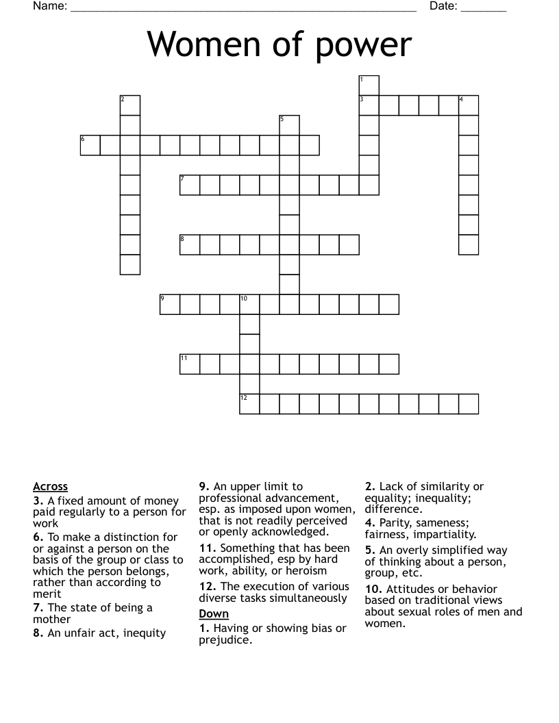 Women Of Power Crossword WordMint Women Of Power Crossword WordMint